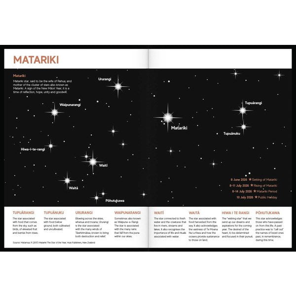 B5 Day Per Page Rātaka Black Koru 2026