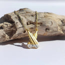Crossed Huia Feather Necklace - Gold