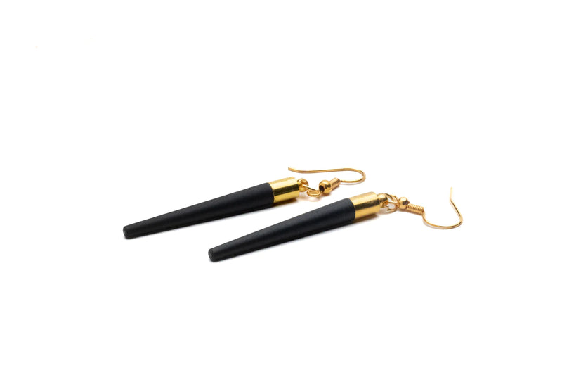 Tapered Arotahi Earrings - Black Resin