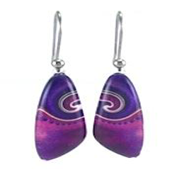 Purple Triangle Dot Wave Earrings