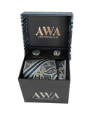 Boxed Tie Set  - Silver / Blue