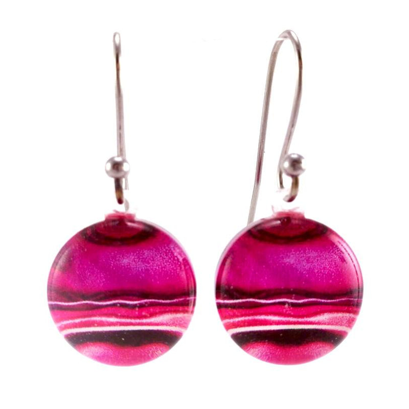 Pink Round Marble Earrings