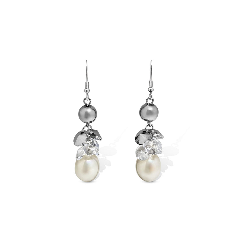 Perle White & Silver Hook Earrings