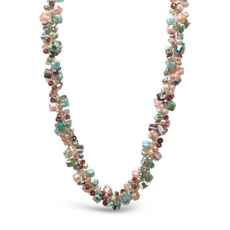 Areeya Pink, Green & Blue Multi Crystal Bead Necklace