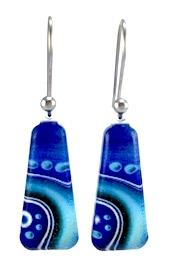 Blue Long Dot Wave Earrings
