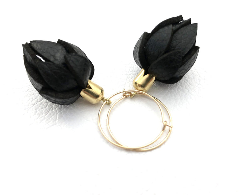 Black -Wild Flower Earings