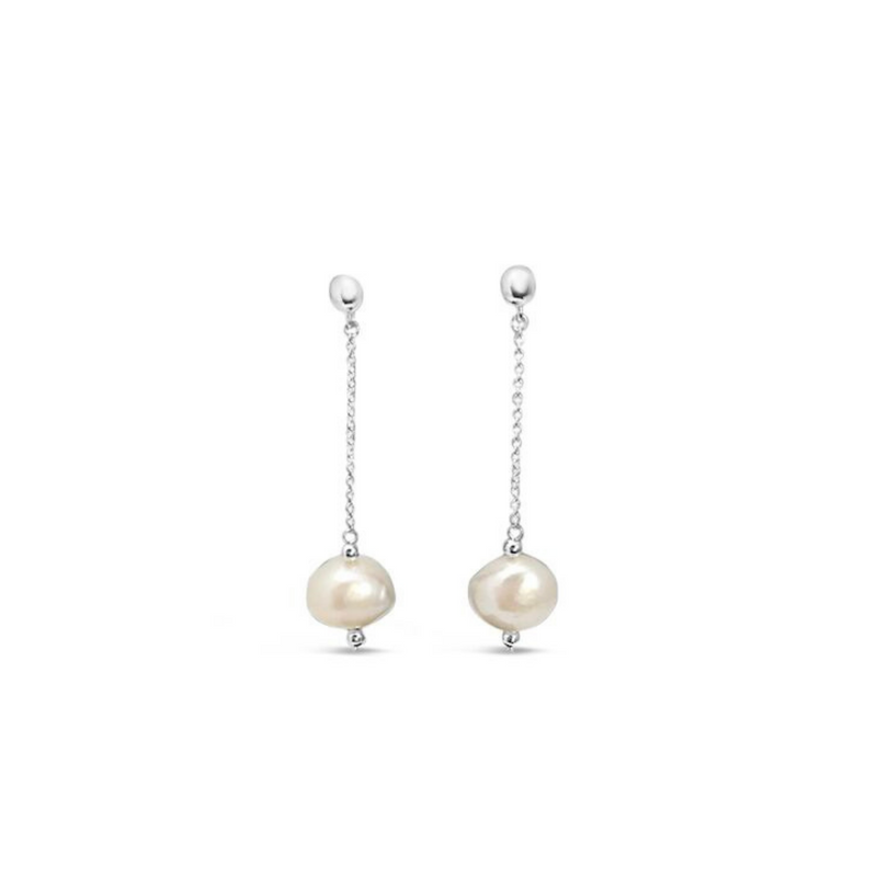 Silver Perle Keshi Pearl Drop Earrings