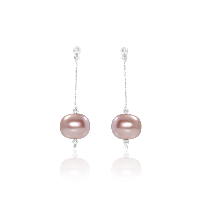 Perle Pink & Silver Shell Pearl Earrings