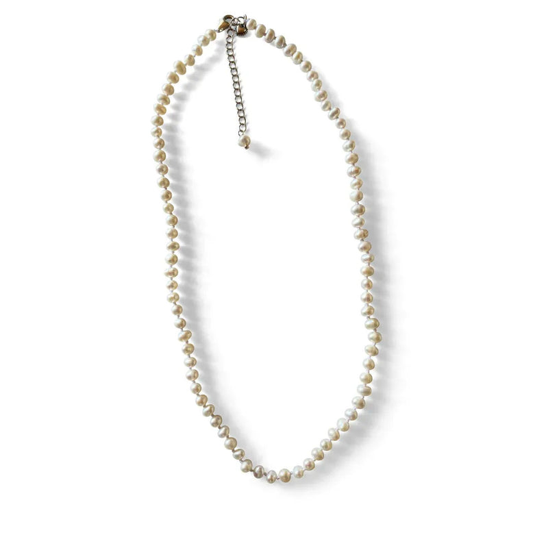 Silver Perle 4mm Fresh Water Pearl Strand Necklace
