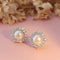 Silver Perle Point Button Pearl Earrings