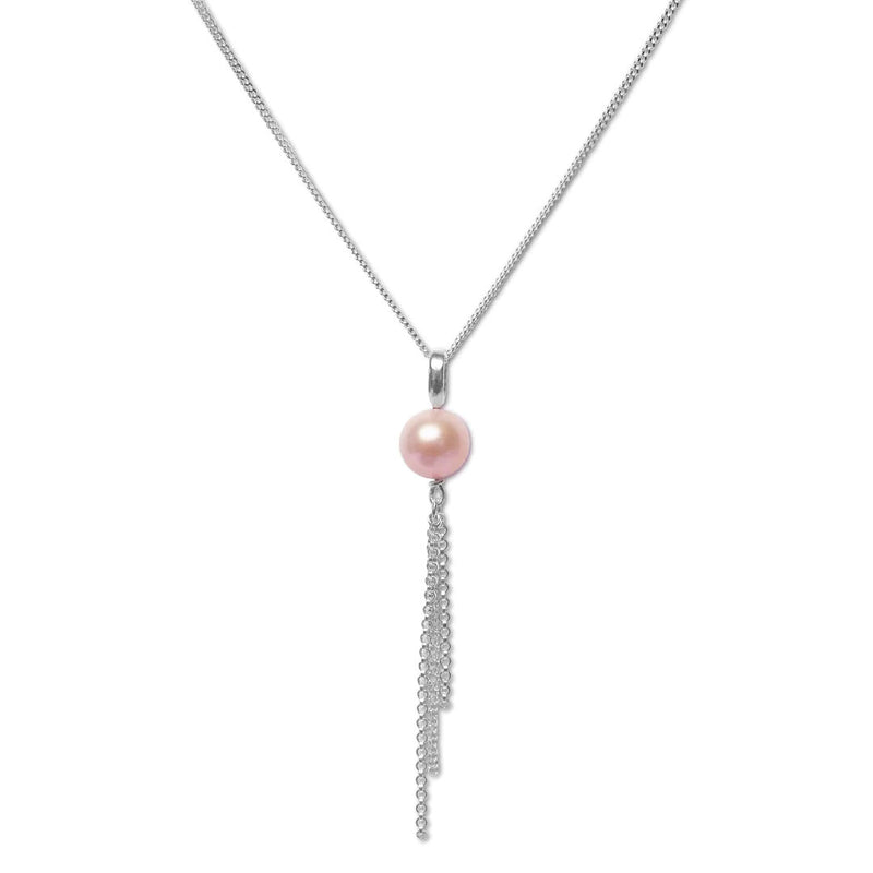 Silver Perle Pink Fresh Water Pearl & Chain Necklace