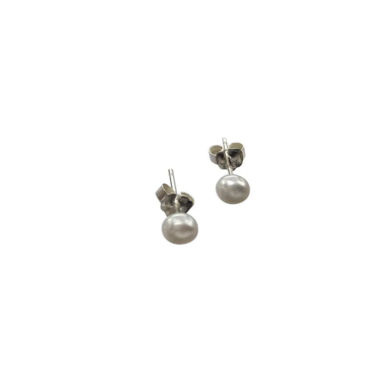 Silver Perle 4mm Fresh Water Pearl Stud Earrings