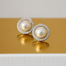Silver Perle Small Button Pearl Earrings