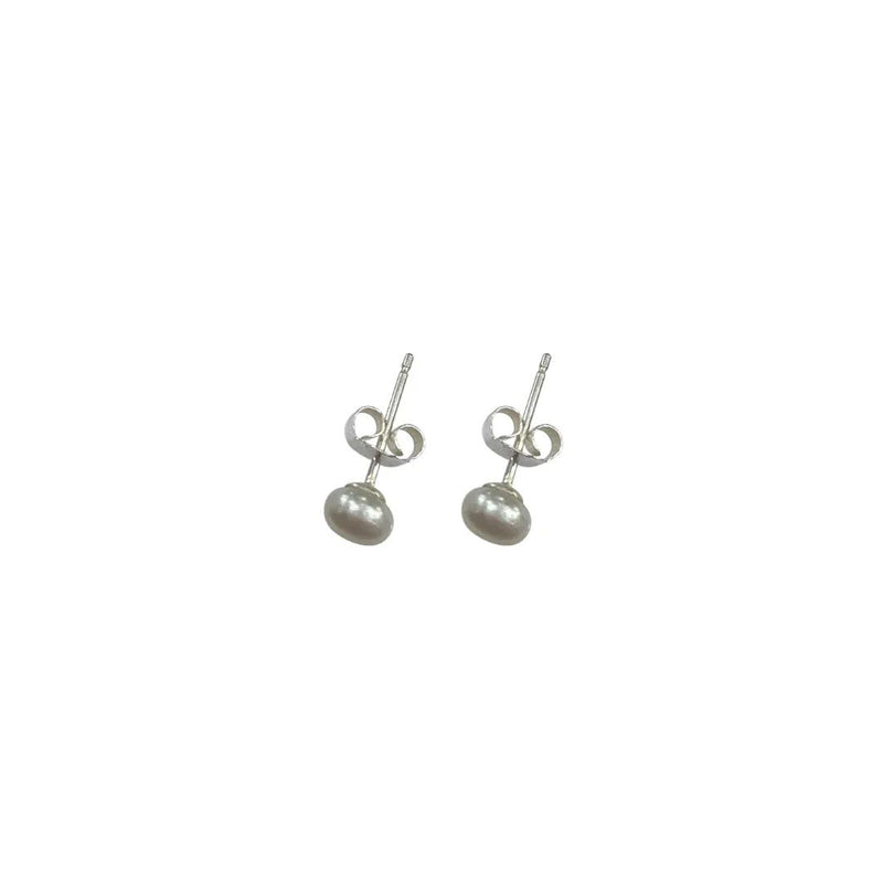 Silver Perle 4mm Fresh Water Pearl Stud Earrings