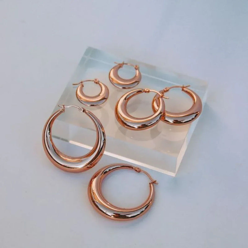 FV Rose Gold 40mm Hollow Hoop Earrings