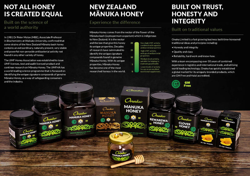 Onuku Certified Manuka Honey UMF20+/MGO829+ 250g -Buy 1 Get 1 Native Tree Honey Free