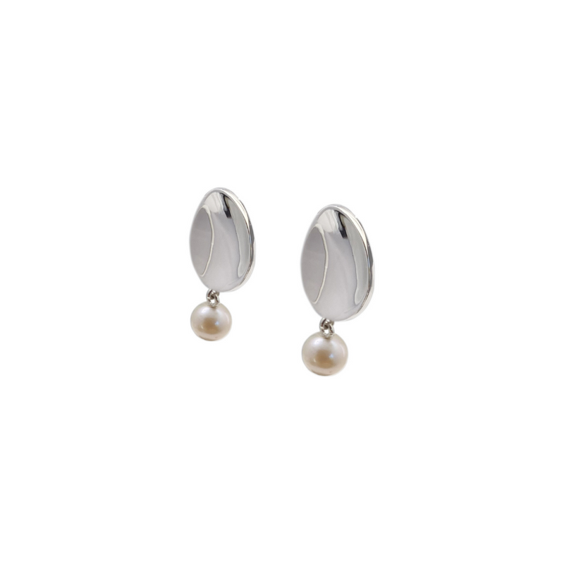 Silver Perle Reflection Pearl Drop Earrings