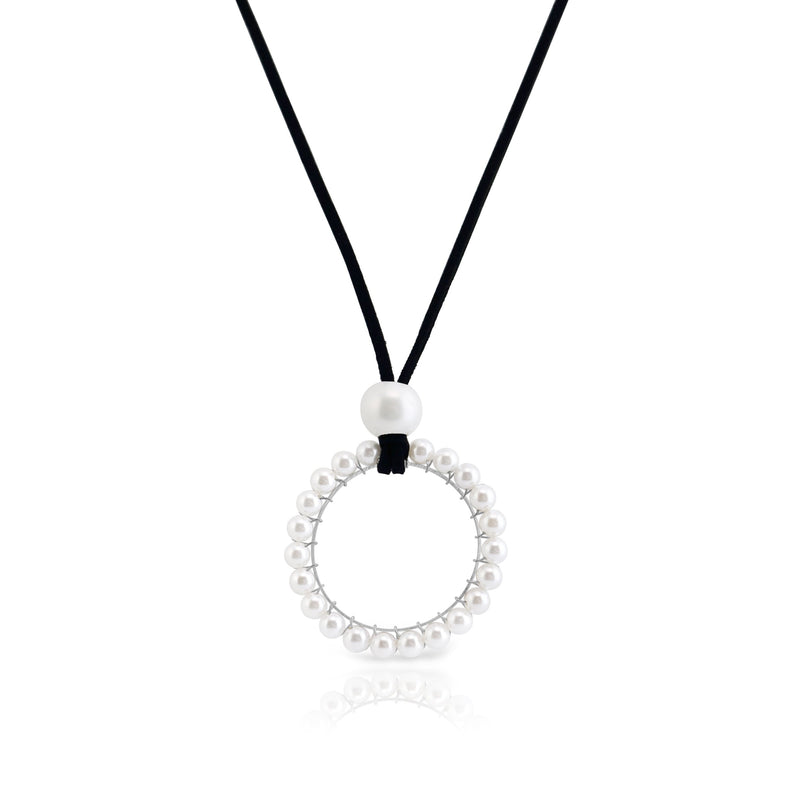 Perle Circle of Pearls Black Cord Necklace