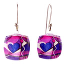Purple Exotic Heart Earrings