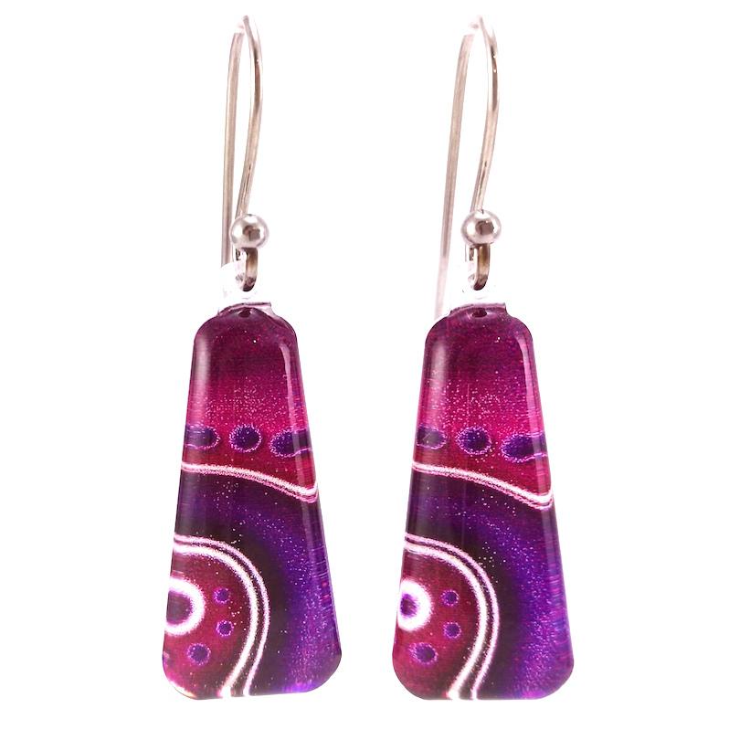 Purple Long Dot Wave Earrings